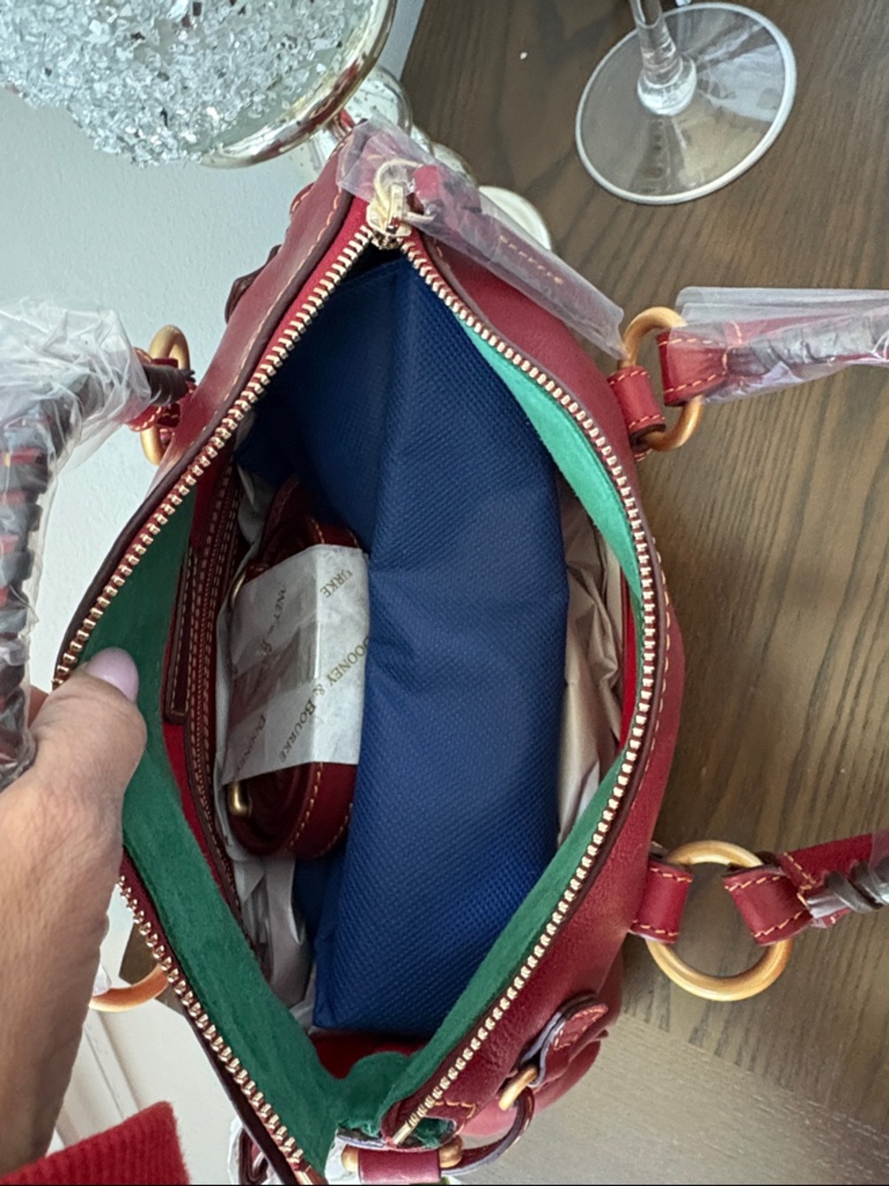 Dooney & Bourke Florentine Leather Satchel REGULAR Bordeaux - Picture 5 of 6